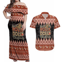 Howdy Christmas Couples Matching Off Shoulder Maxi Dress and Hawaiian Shirt Have a Holly Jolly Christmas - Wonder Print Shop