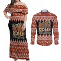 Howdy Christmas Couples Matching Off Shoulder Maxi Dress and Long Sleeve Button Shirt Have a Holly Jolly Christmas - Wonder Print Shop