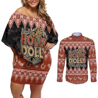 Howdy Christmas Couples Matching Off Shoulder Short Dress and Long Sleeve Button Shirt Have a Holly Jolly Christmas - Wonder Print Shop