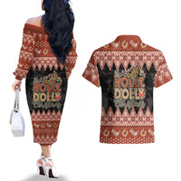 Howdy Christmas Couples Matching Off The Shoulder Long Sleeve Dress and Hawaiian Shirt Have a Holly Jolly Christmas - Wonder Print Shop