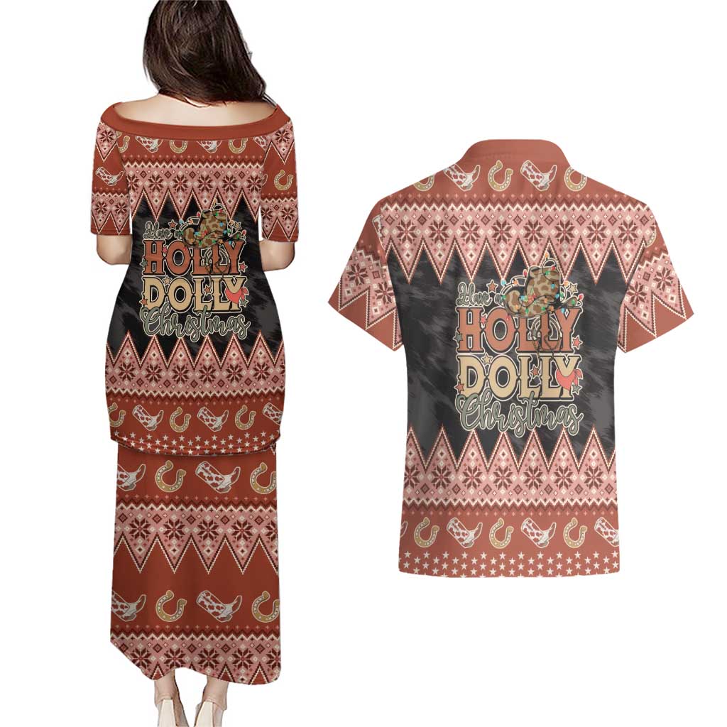 Howdy Christmas Couples Matching Puletasi and Hawaiian Shirt Have a Holly Jolly Christmas - Wonder Print Shop