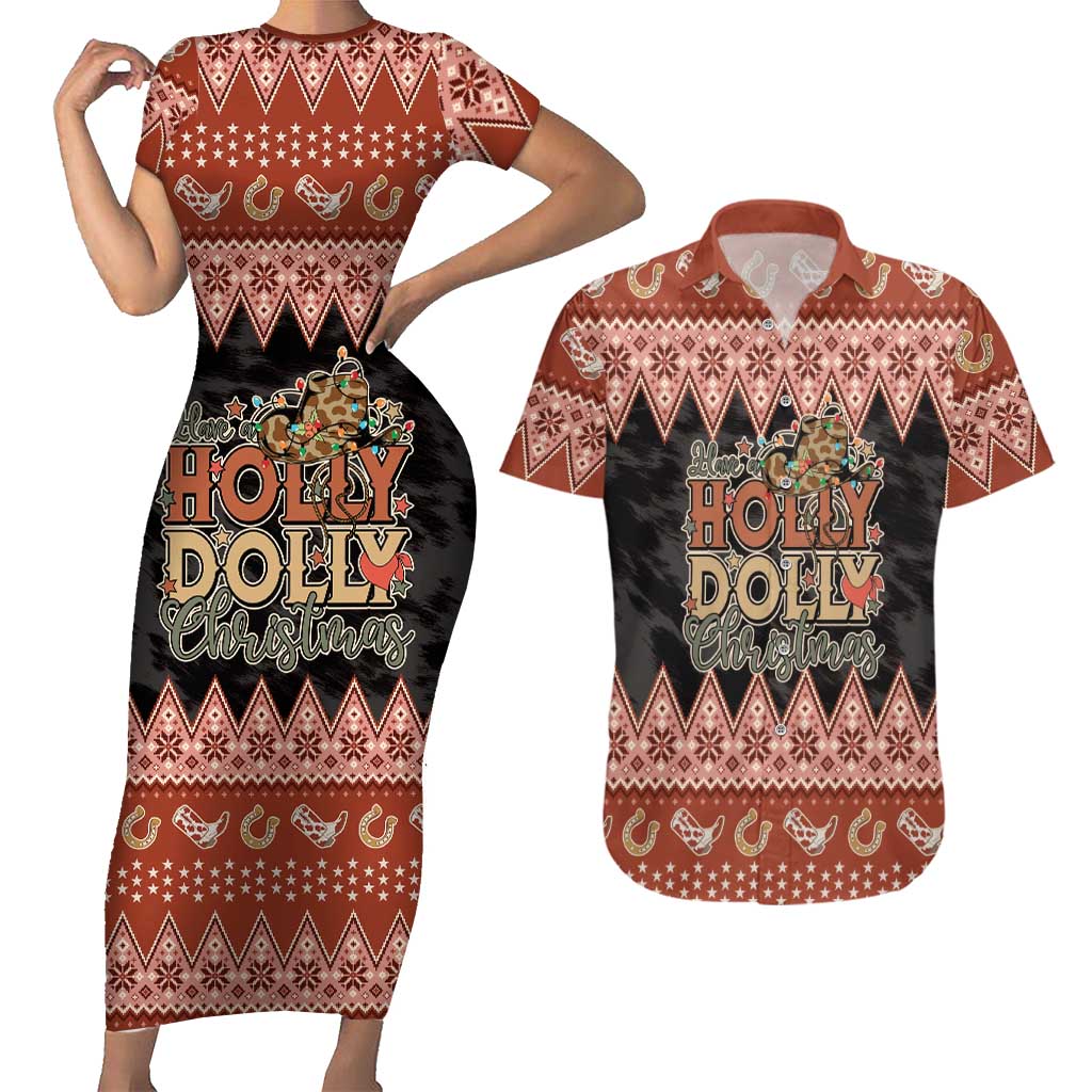 Howdy Christmas Couples Matching Short Sleeve Bodycon Dress and Hawaiian Shirt Have a Holly Jolly Christmas - Wonder Print Shop