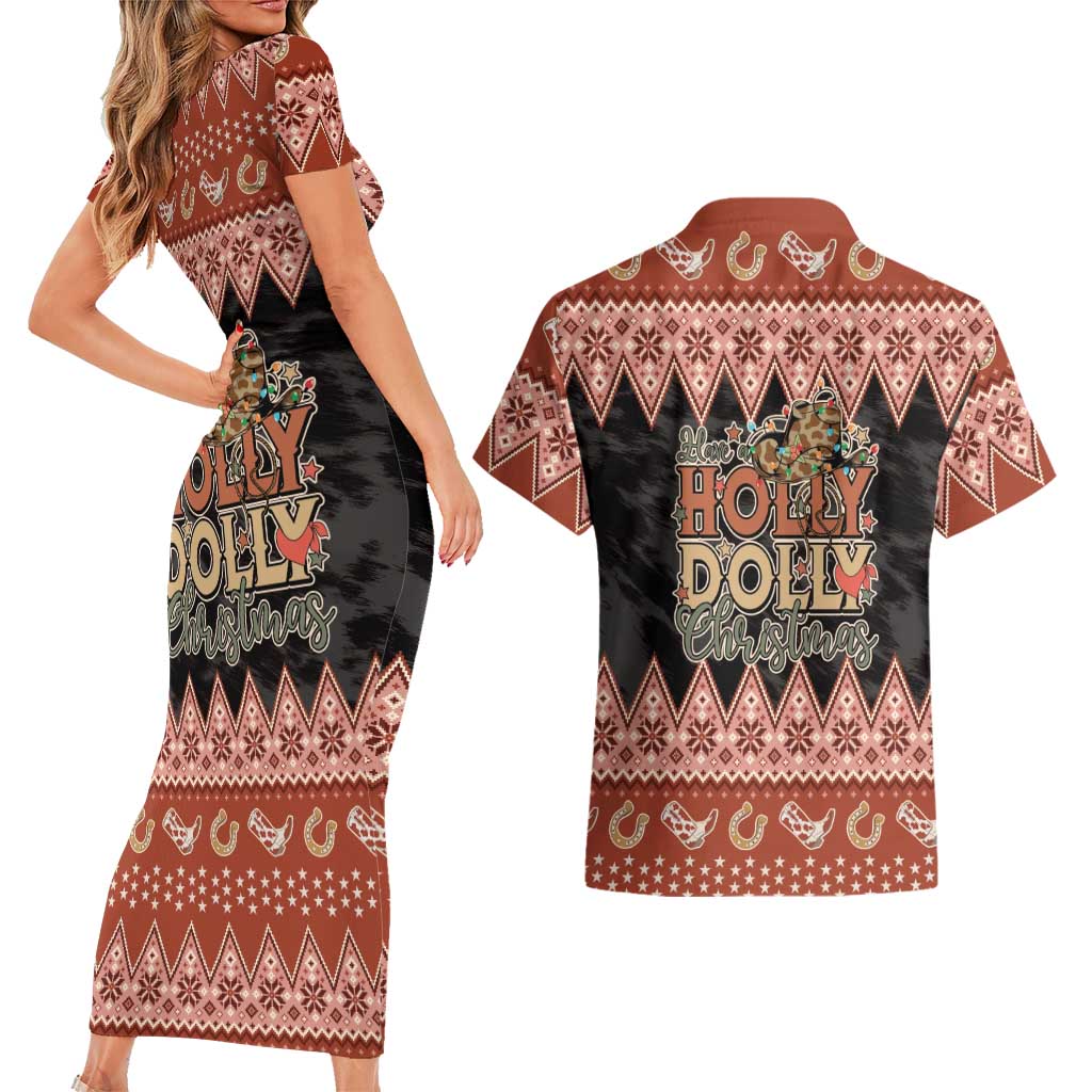 Howdy Christmas Couples Matching Short Sleeve Bodycon Dress and Hawaiian Shirt Have a Holly Jolly Christmas - Wonder Print Shop