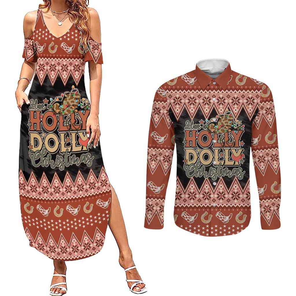 Howdy Christmas Couples Matching Summer Maxi Dress and Long Sleeve Button Shirt Have a Holly Jolly Christmas - Wonder Print Shop