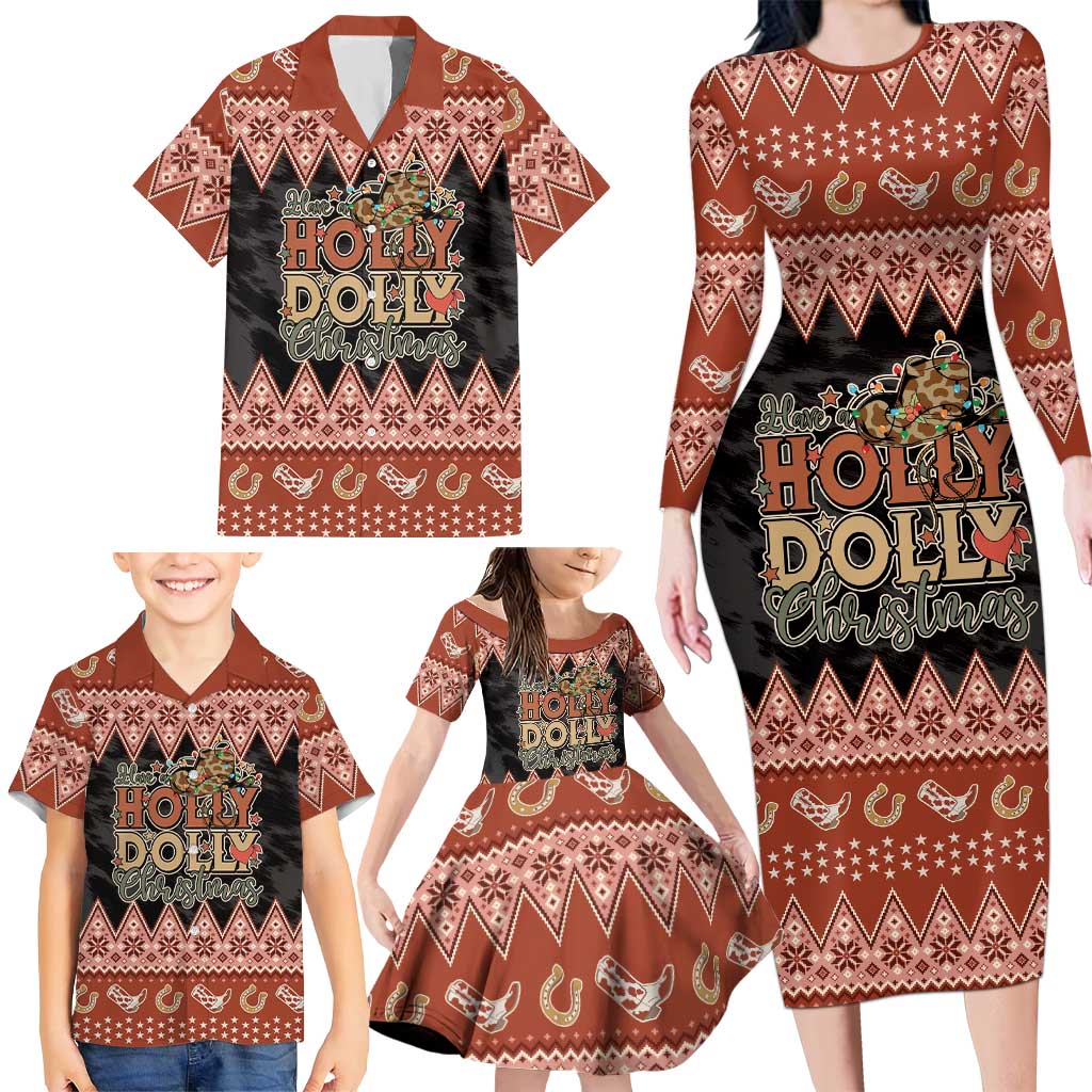 Howdy Christmas Family Matching Long Sleeve Bodycon Dress and Hawaiian Shirt Have a Holly Jolly Christmas - Wonder Print Shop