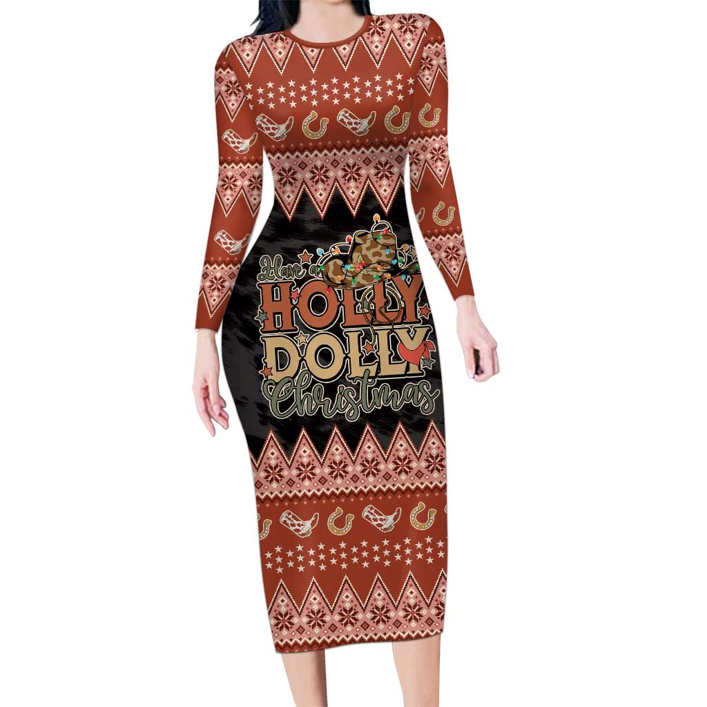Howdy Christmas Family Matching Long Sleeve Bodycon Dress and Hawaiian Shirt Have a Holly Jolly Christmas - Wonder Print Shop