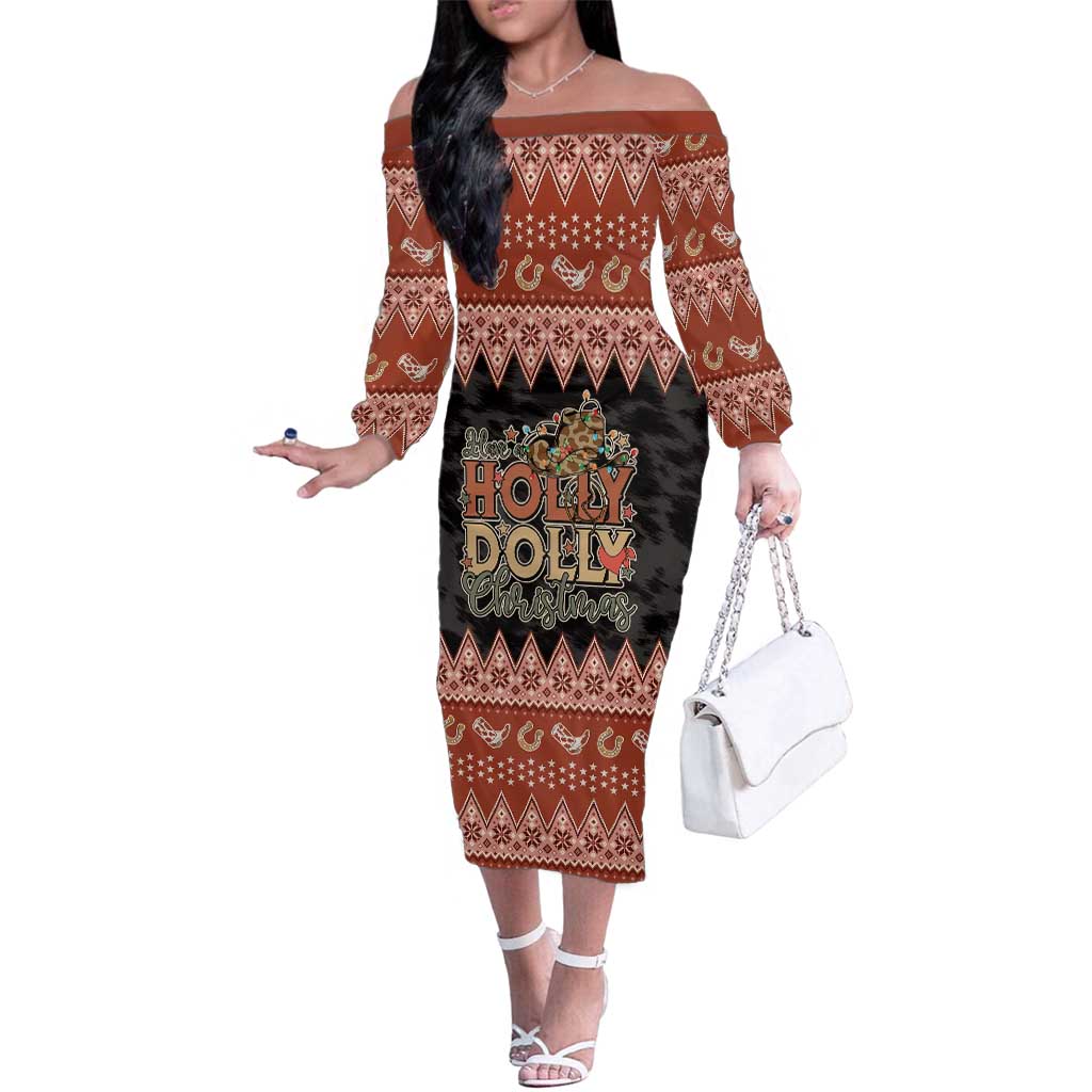 Howdy Christmas Family Matching Off The Shoulder Long Sleeve Dress and Hawaiian Shirt Have a Holly Jolly Christmas - Wonder Print Shop