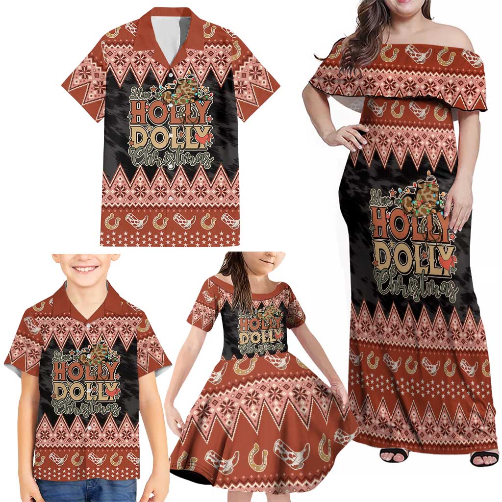 Howdy Christmas Family Matching Off Shoulder Maxi Dress and Hawaiian Shirt Have a Holly Jolly Christmas - Wonder Print Shop