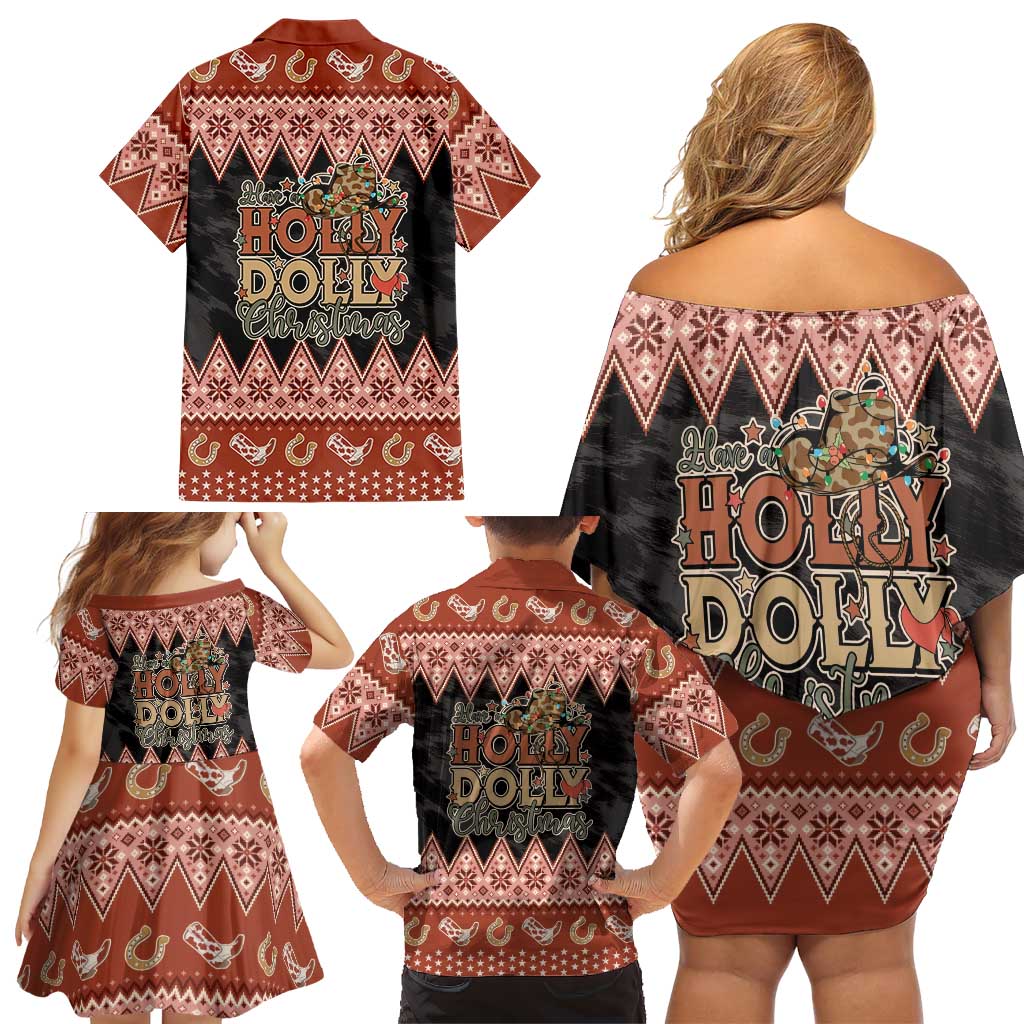 Howdy Christmas Family Matching Off Shoulder Short Dress and Hawaiian Shirt Have a Holly Jolly Christmas - Wonder Print Shop