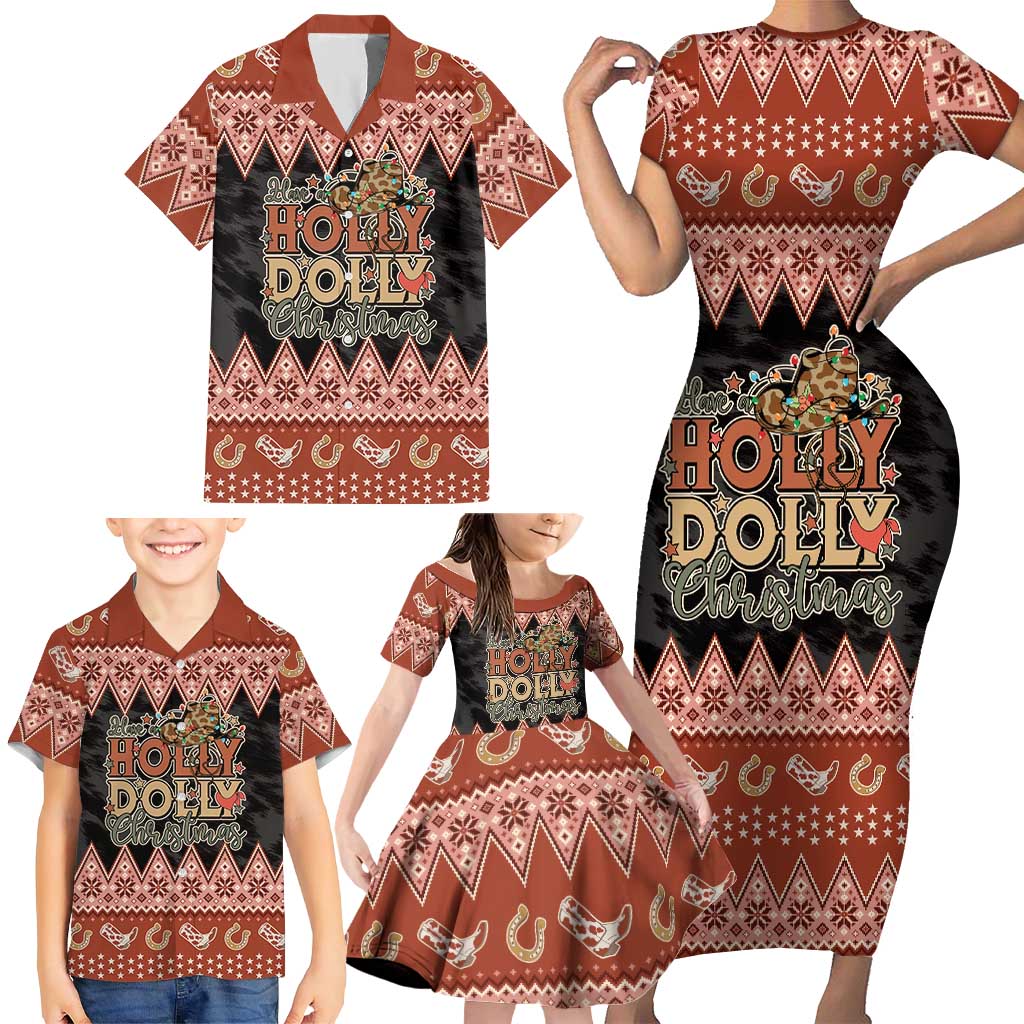 Howdy Christmas Family Matching Short Sleeve Bodycon Dress and Hawaiian Shirt Have a Holly Jolly Christmas - Wonder Print Shop