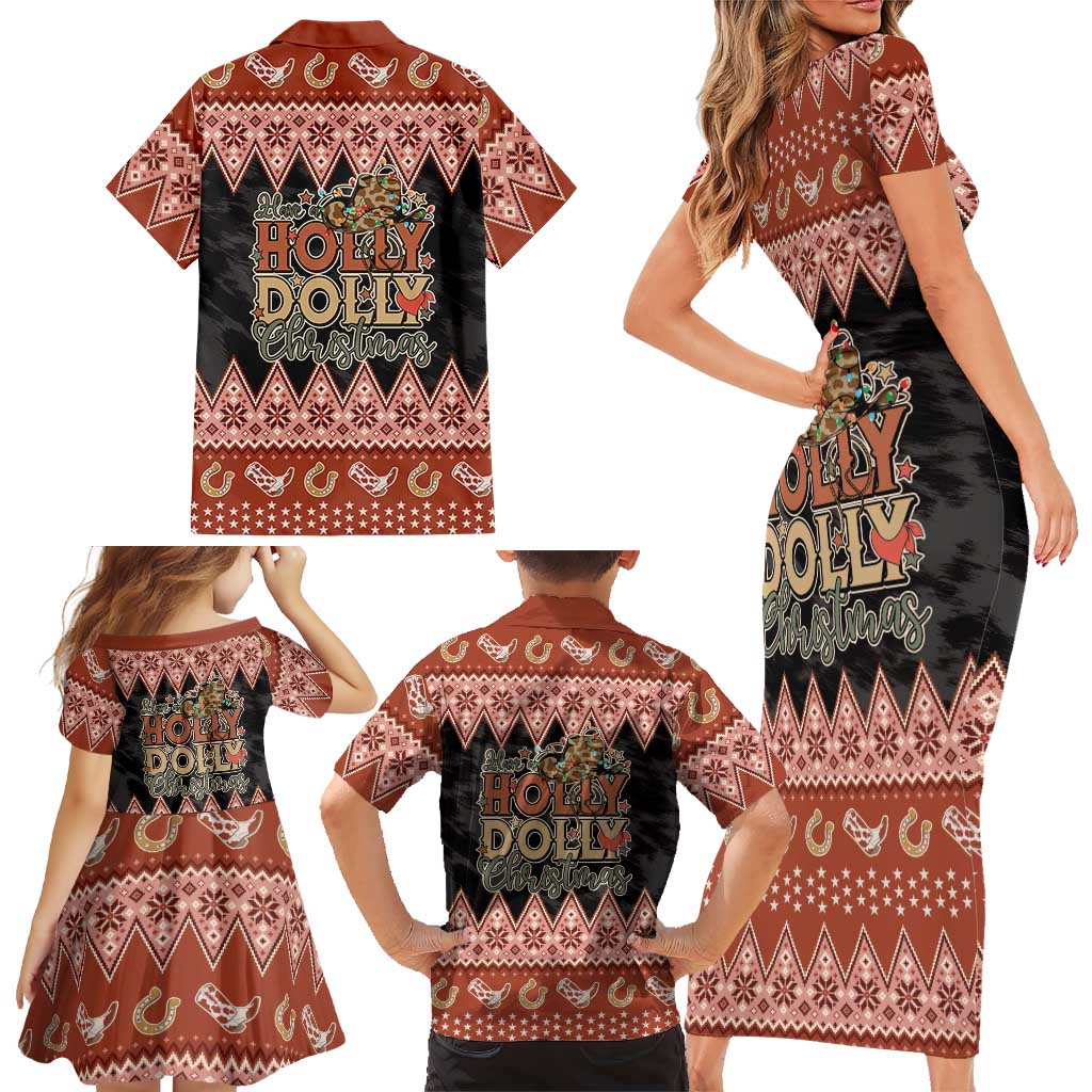 Howdy Christmas Family Matching Short Sleeve Bodycon Dress and Hawaiian Shirt Have a Holly Jolly Christmas - Wonder Print Shop