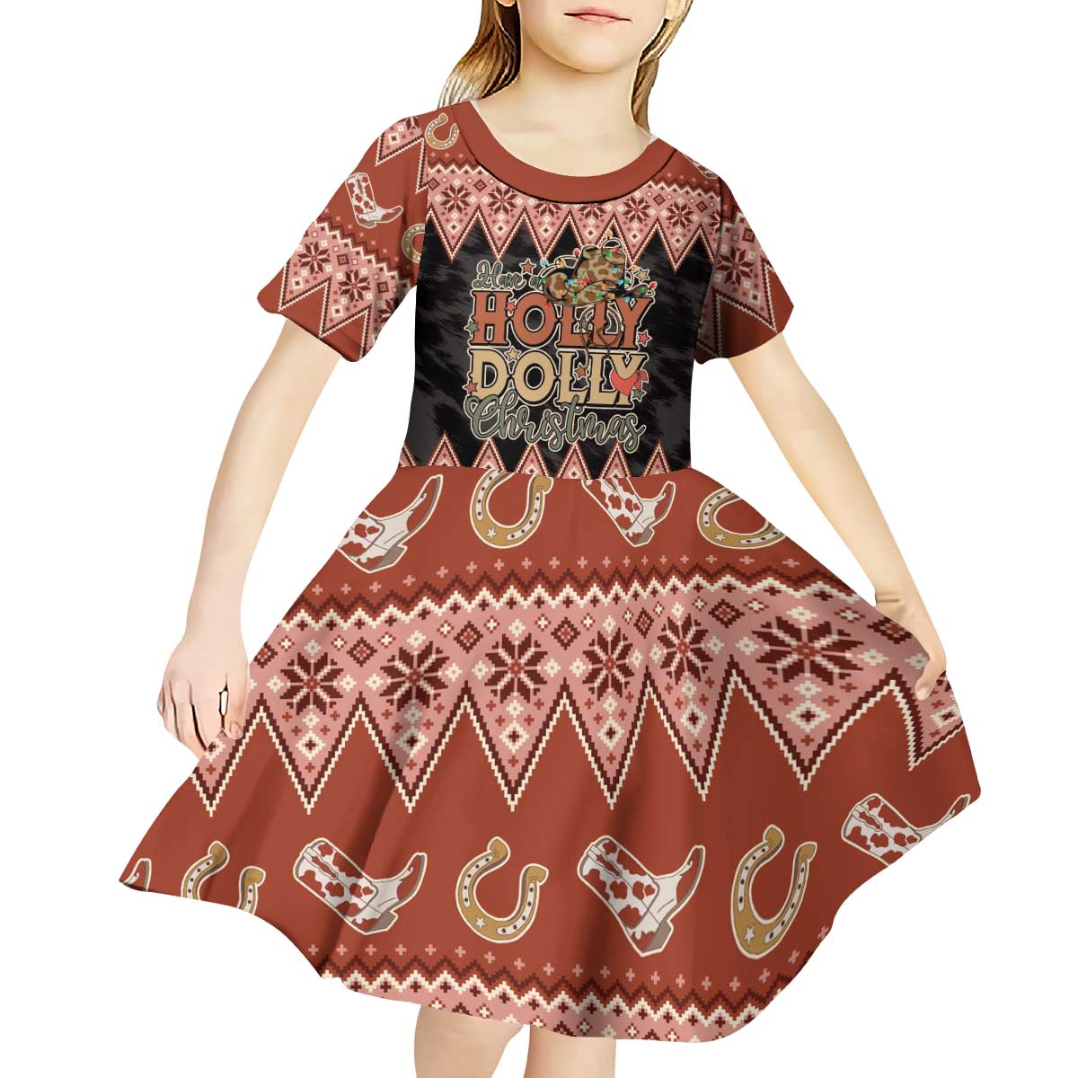 Howdy Christmas Kid Short Sleeve Dress Have a Holly Jolly Christmas - Wonder Print Shop