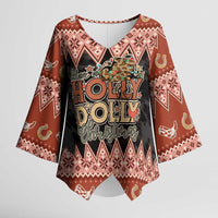 Howdy Christmas Kimono Sleeve Blouse Have a Holly Jolly Christmas - Wonder Print Shop