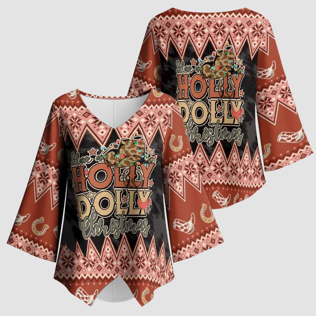 Howdy Christmas Kimono Sleeve Blouse Have a Holly Jolly Christmas - Wonder Print Shop