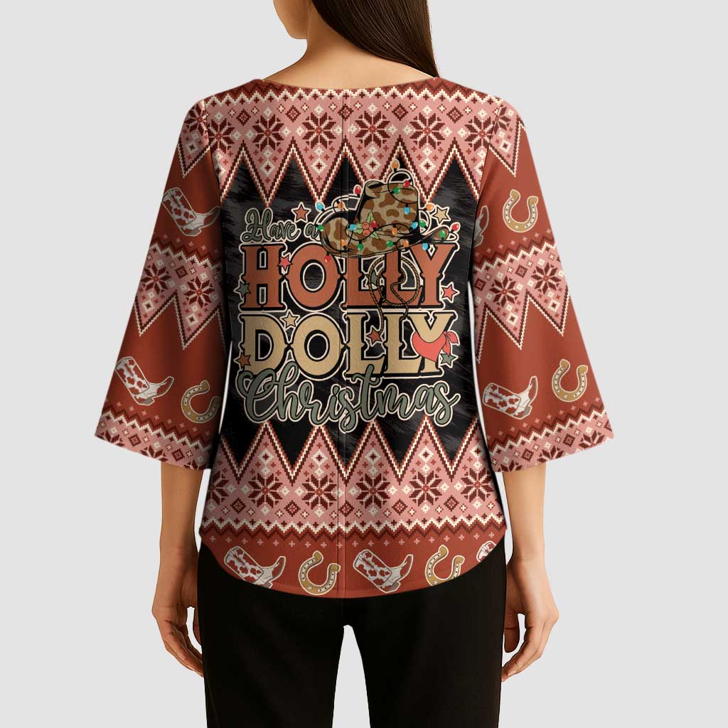 Howdy Christmas Kimono Sleeve Blouse Have a Holly Jolly Christmas - Wonder Print Shop