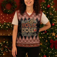Howdy Christmas Knitted V-Neck Vest Have a Holly Jolly Christmas - Wonder Print Shop