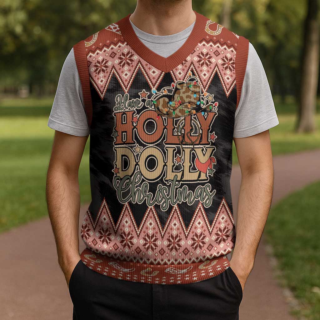 Howdy Christmas Knitted V-Neck Vest Have a Holly Jolly Christmas - Wonder Print Shop