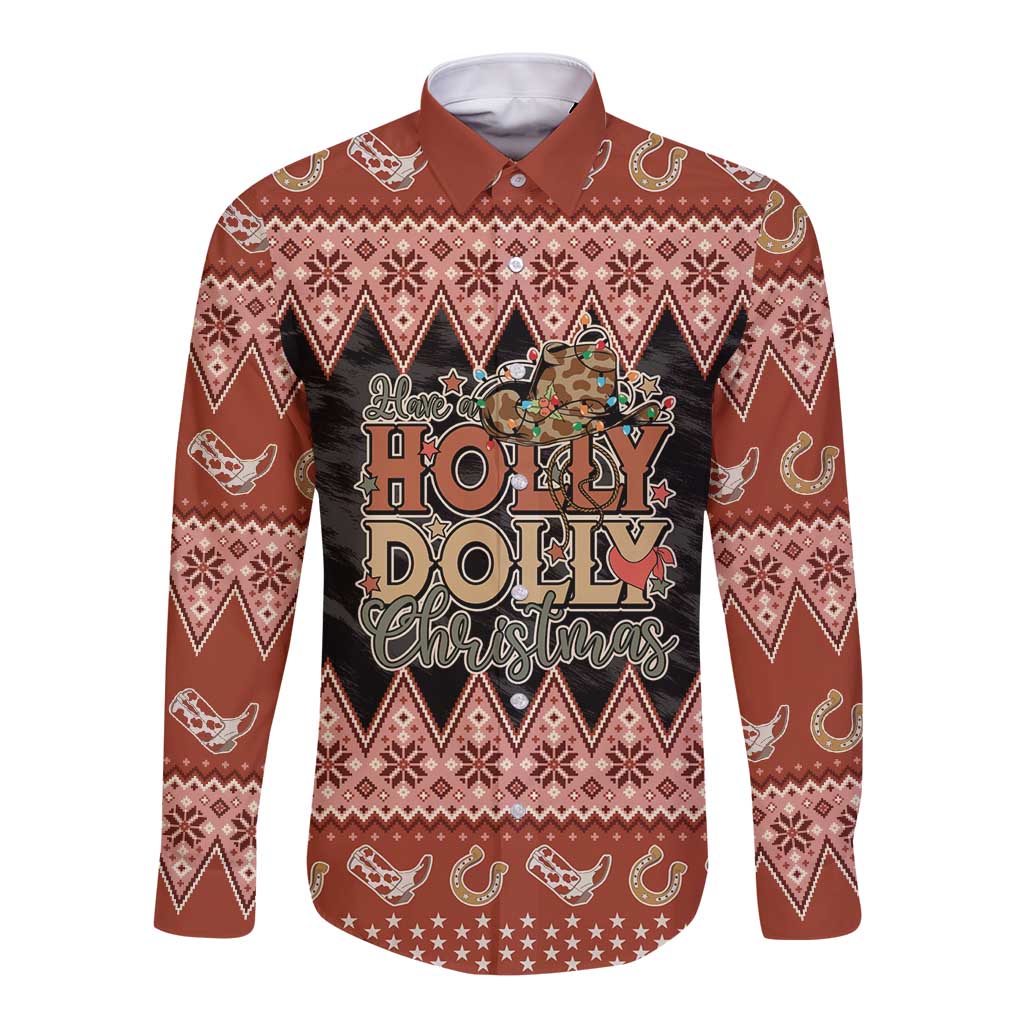 Howdy Christmas Long Sleeve Button Shirt Have a Holly Jolly Christmas - Wonder Print Shop
