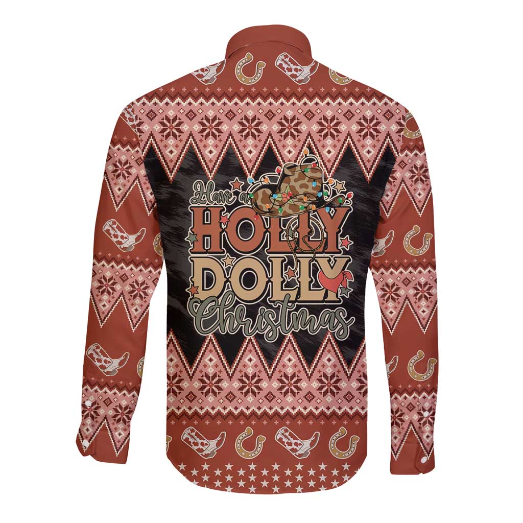Howdy Christmas Long Sleeve Button Shirt Have a Holly Jolly Christmas - Wonder Print Shop