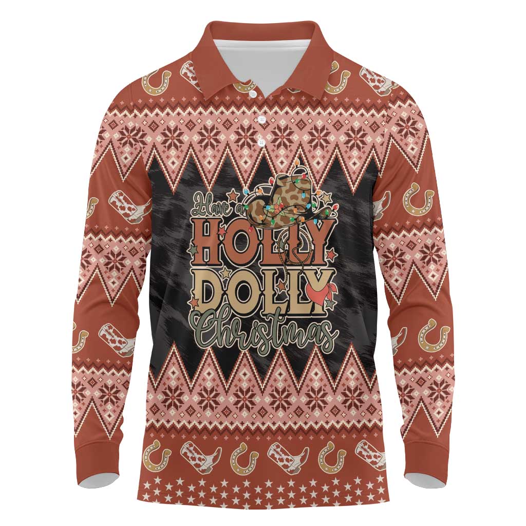 Howdy Christmas Long Sleeve Polo Shirt Have a Holly Jolly Christmas - Wonder Print Shop