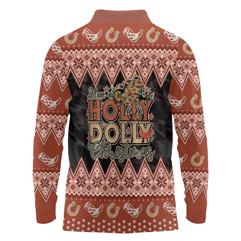 Howdy Christmas Long Sleeve Polo Shirt Have a Holly Jolly Christmas - Wonder Print Shop