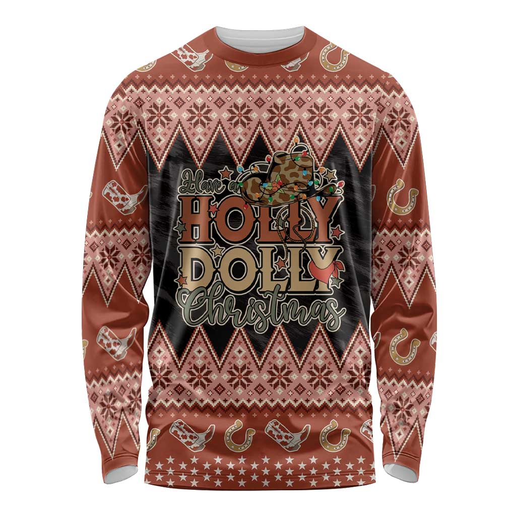 Howdy Christmas Long Sleeve Shirt Have a Holly Jolly Christmas - Wonder Print Shop