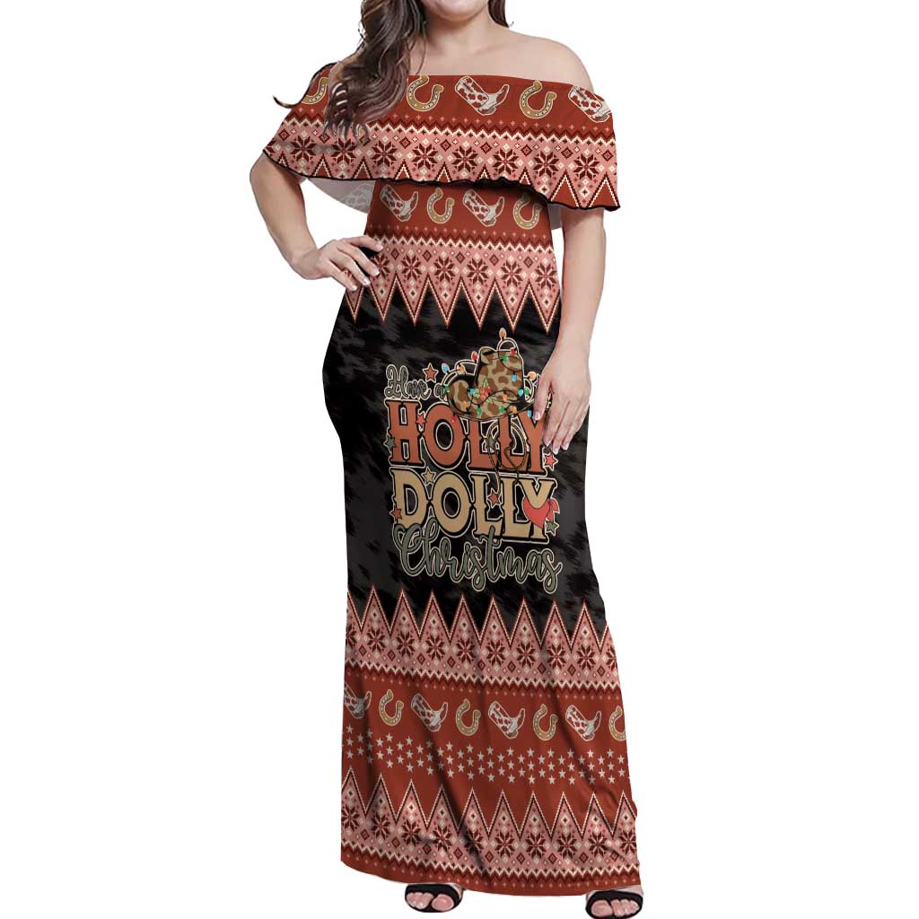 Howdy Christmas Off Shoulder Maxi Dress Have a Holly Jolly Christmas - Wonder Print Shop