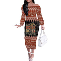 Howdy Christmas Off The Shoulder Long Sleeve Dress Have a Holly Jolly Christmas - Wonder Print Shop