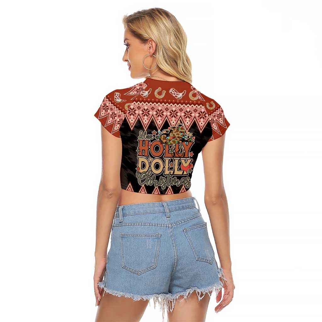 Howdy Christmas Raglan Cropped T Shirt Have a Holly Jolly Christmas - Wonder Print Shop