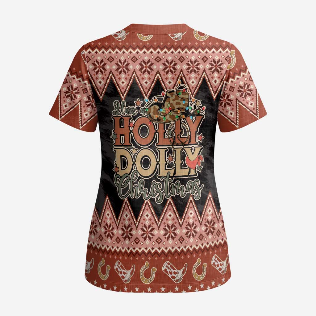 Howdy Christmas Scrub Top Have a Holly Jolly Christmas - Wonder Print Shop