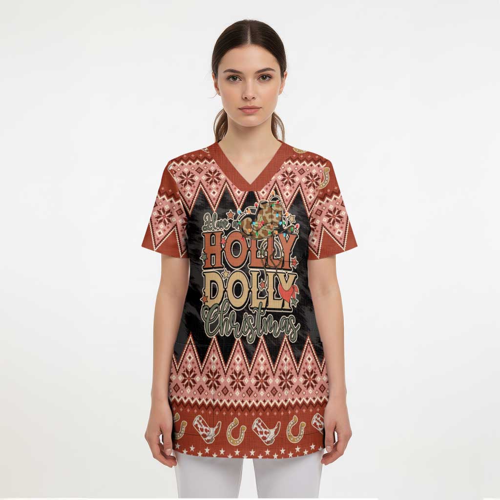 Howdy Christmas Scrub Top Have a Holly Jolly Christmas - Wonder Print Shop