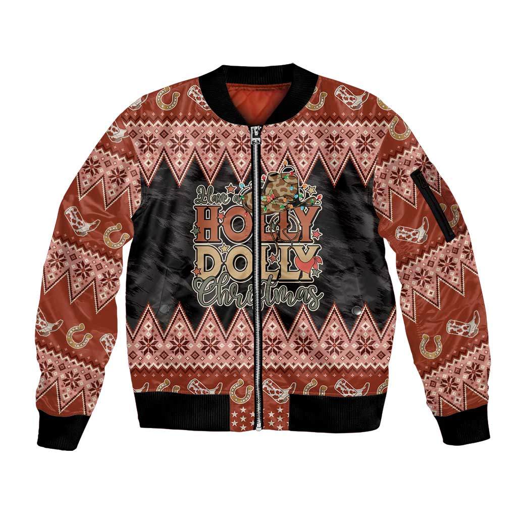 Howdy Christmas Sleeve Zip Bomber Jacket Have a Holly Jolly Christmas - Wonder Print Shop