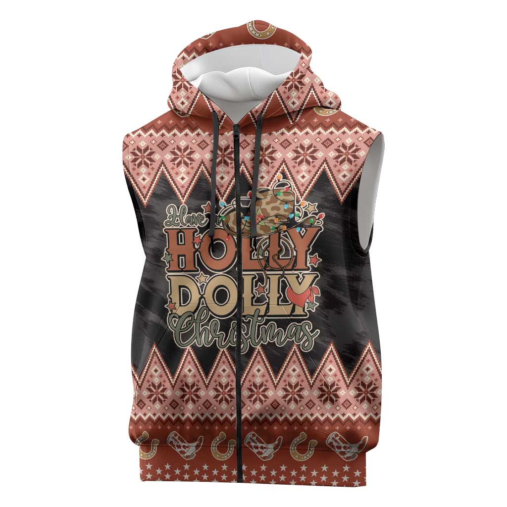 Howdy Christmas Sleeveless Zip Hoodie Have a Holly Jolly Christmas - Wonder Print Shop