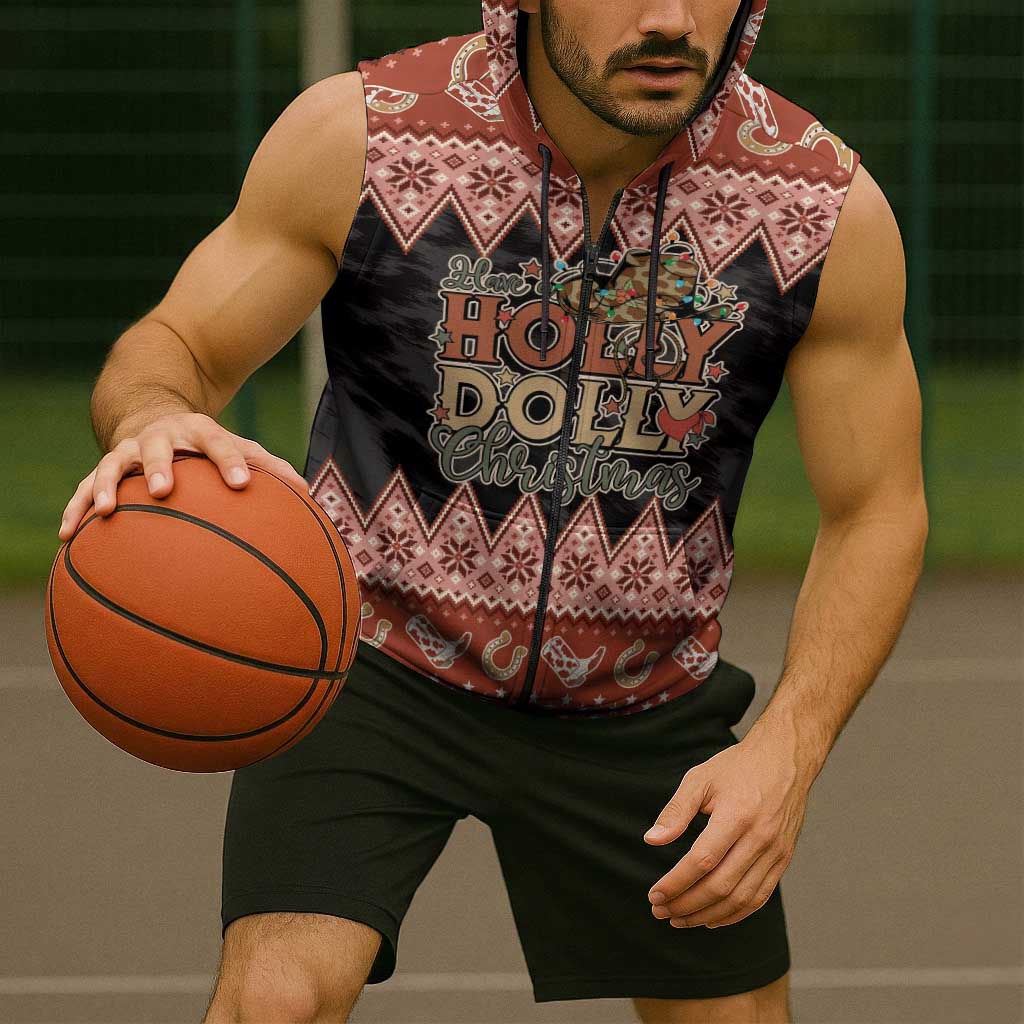 Howdy Christmas Sleeveless Zip Hoodie Have a Holly Jolly Christmas - Wonder Print Shop