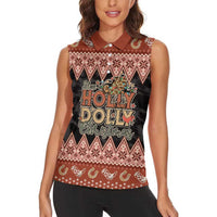 Howdy Christmas Women Sleeveless Polo Shirt Have a Holly Jolly Christmas - Wonder Print Shop