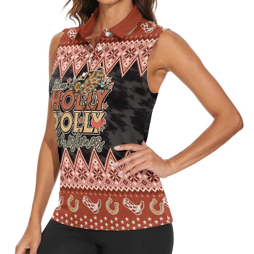 Howdy Christmas Women Sleeveless Polo Shirt Have a Holly Jolly Christmas - Wonder Print Shop