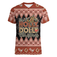 Howdy Christmas Women V-Neck T-Shirt Have a Holly Jolly Christmas - Wonder Print Shop