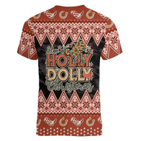 Howdy Christmas Women V-Neck T-Shirt Have a Holly Jolly Christmas - Wonder Print Shop