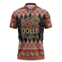 Howdy Christmas Zipper Polo Shirt Have a Holly Jolly Christmas - Wonder Print Shop