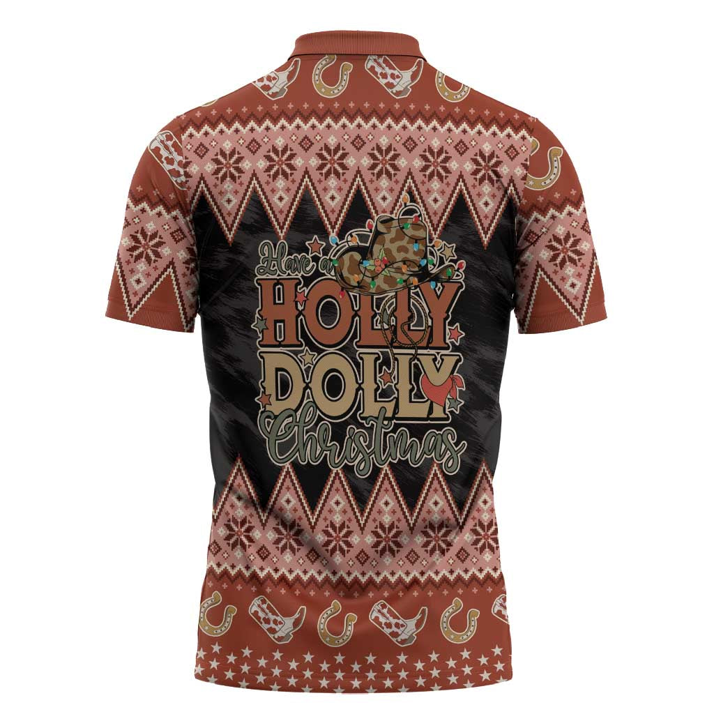 Howdy Christmas Zipper Polo Shirt Have a Holly Jolly Christmas - Wonder Print Shop