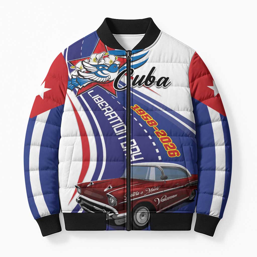 Personalized Cuba Liberation Day 1958-2026 Bomber Puffer Jacket Cuba Libre Car - Wonder Print Shop
