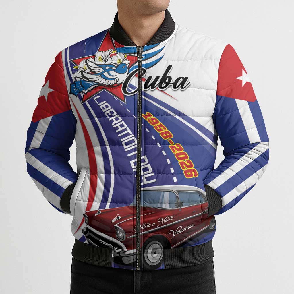 Personalized Cuba Liberation Day 1958-2026 Bomber Puffer Jacket Cuba Libre Car - Wonder Print Shop