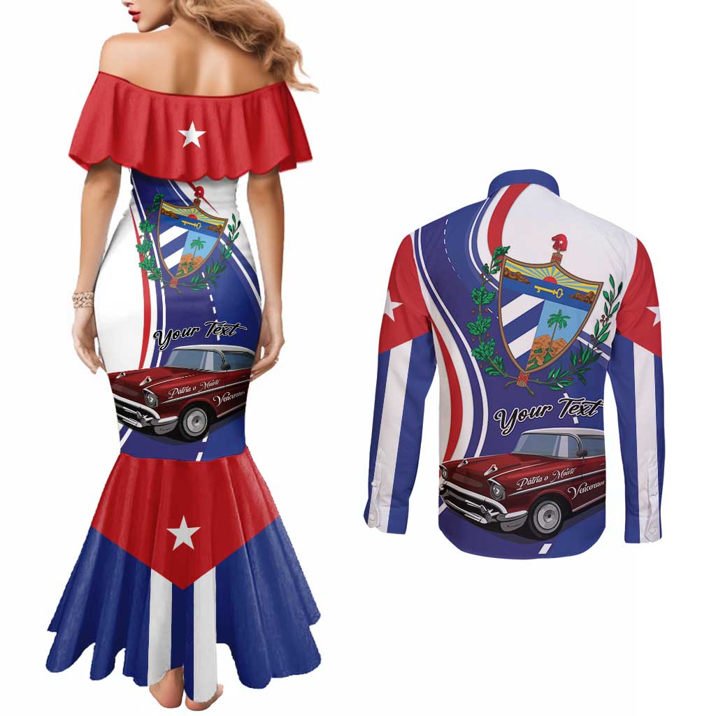 Personalized Cuba Liberation Day 1958-2026 Couples Matching Mermaid Dress and Long Sleeve Button Shirt Cuba Libre Car - Wonder Print Shop