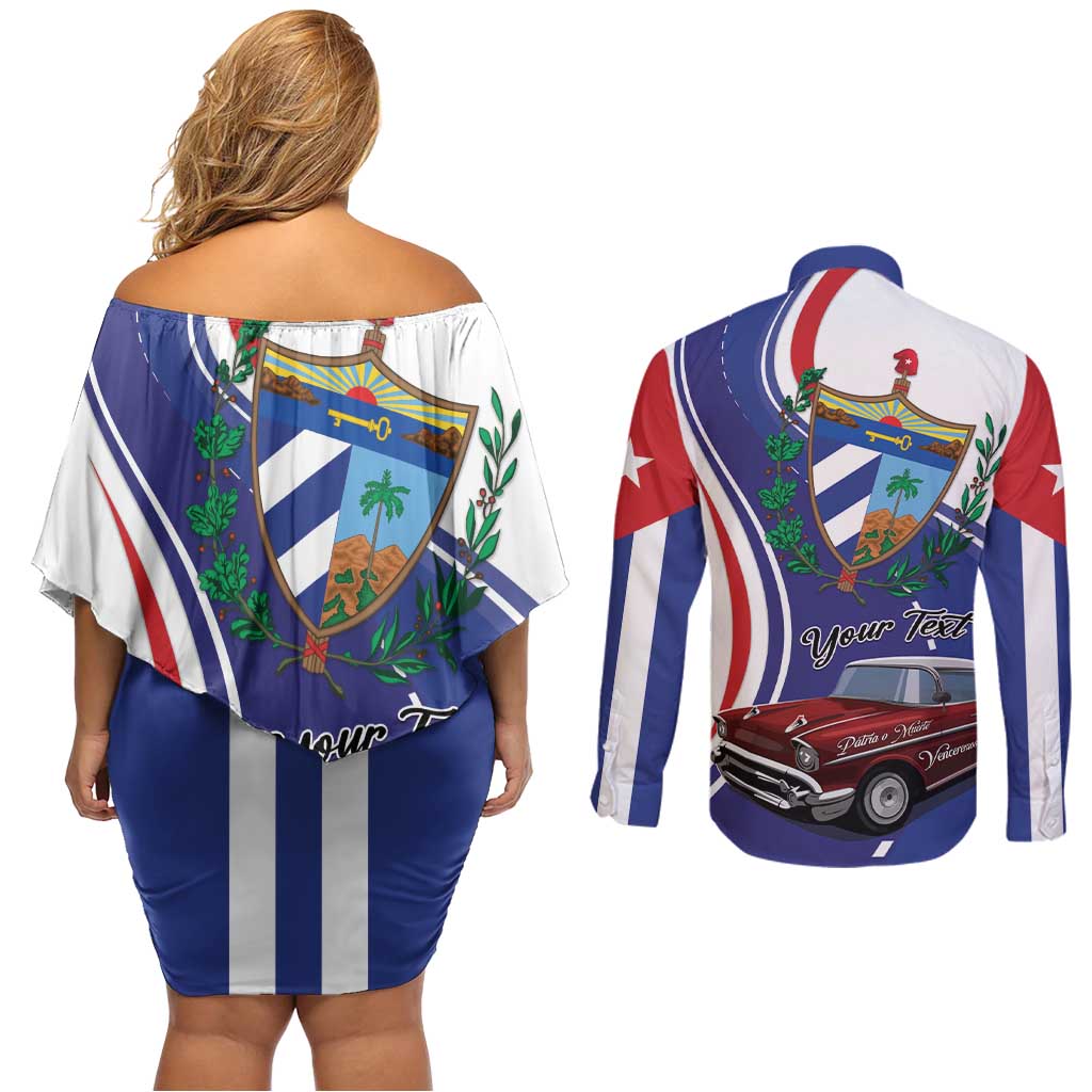Personalized Cuba Liberation Day 1958-2026 Couples Matching Off Shoulder Short Dress and Long Sleeve Button Shirt Cuba Libre Car - Wonder Print Shop