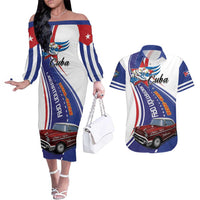 Personalized Cuba Liberation Day 1958-2026 Couples Matching Off The Shoulder Long Sleeve Dress and Hawaiian Shirt Cuba Libre Car - Wonder Print Shop