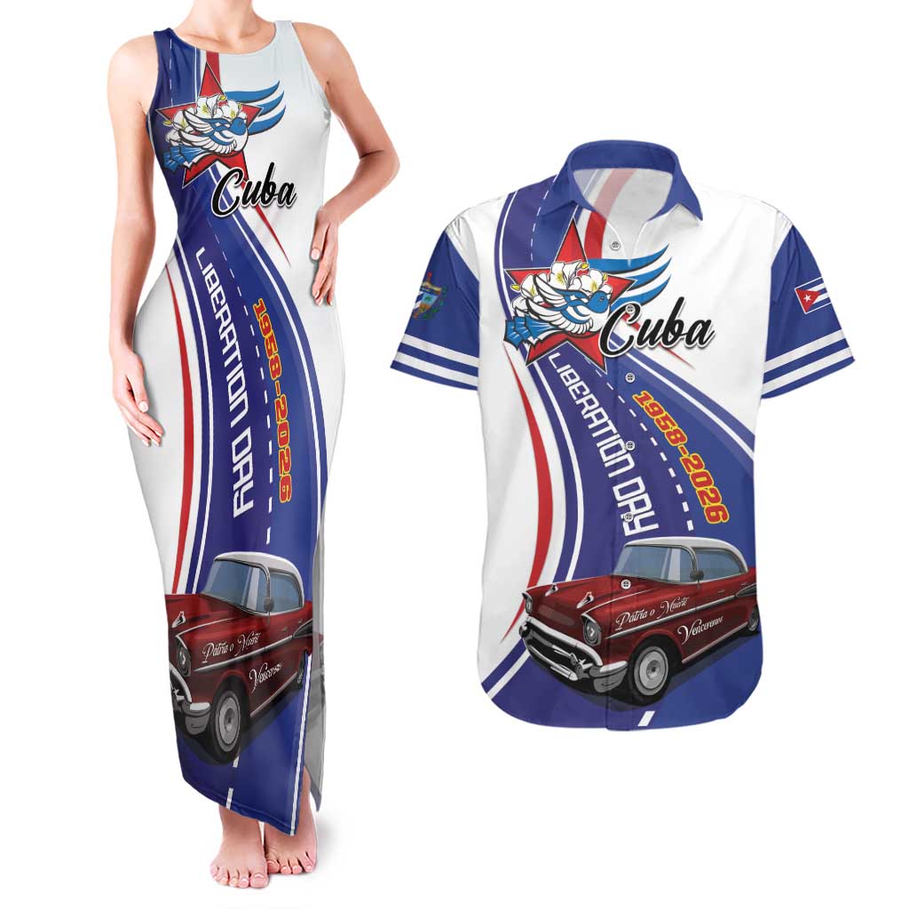 Personalized Cuba Liberation Day 1958-2026 Couples Matching Tank Maxi Dress and Hawaiian Shirt Cuba Libre Car - Wonder Print Shop