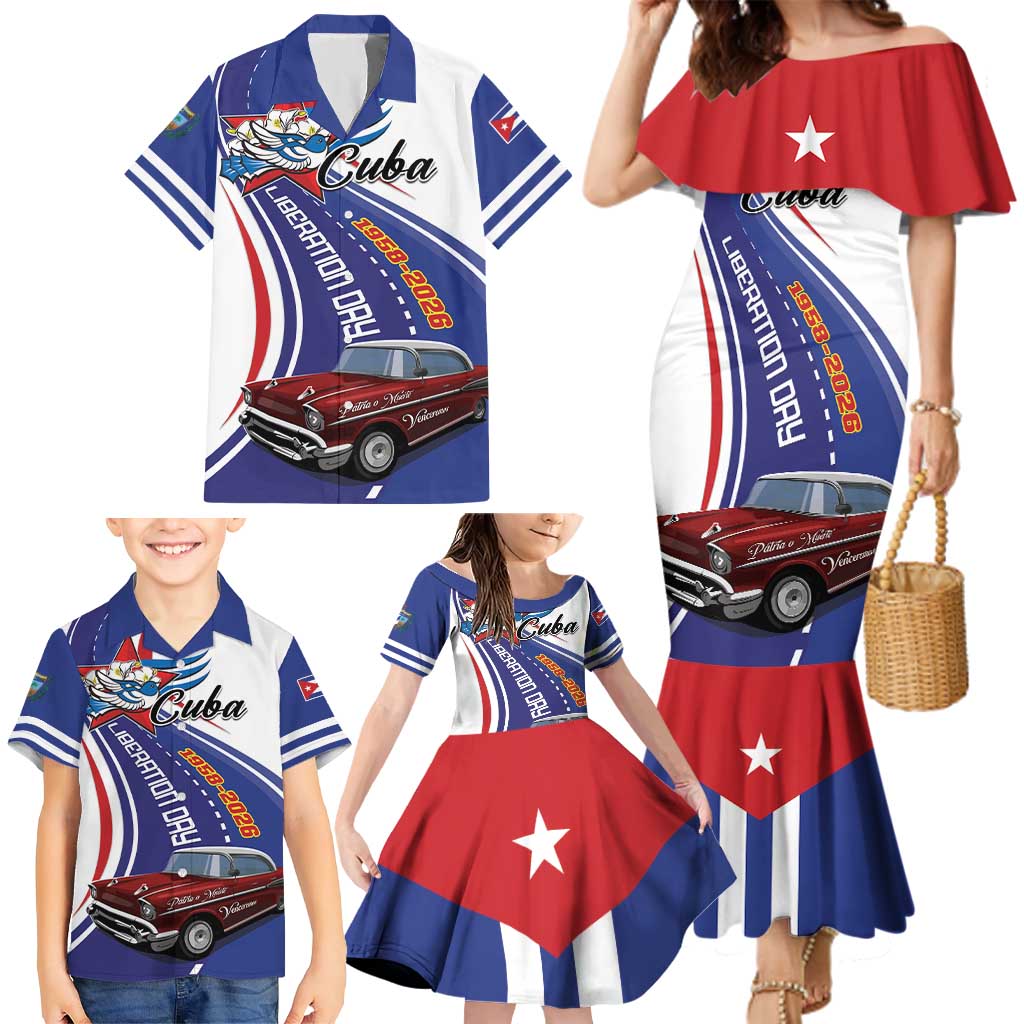 Personalized Cuba Liberation Day 1958-2026 Family Matching Mermaid Dress and Hawaiian Shirt Cuba Libre Car - Wonder Print Shop