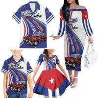 Personalized Cuba Liberation Day 1958-2026 Family Matching Off The Shoulder Long Sleeve Dress and Hawaiian Shirt Cuba Libre Car - Wonder Print Shop