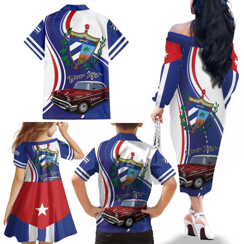 Personalized Cuba Liberation Day 1958-2026 Family Matching Off The Shoulder Long Sleeve Dress and Hawaiian Shirt Cuba Libre Car - Wonder Print Shop