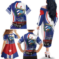 Personalized Cuba Liberation Day 1958-2026 Family Matching Off The Shoulder Long Sleeve Dress and Hawaiian Shirt Cuba Libre Car - Wonder Print Shop